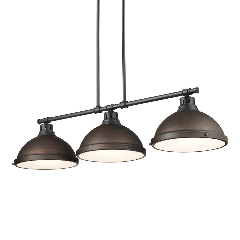 Yep by Golden Lighting Duncan 3-light Island Light in Matte Black and Rubbed Bronze shade